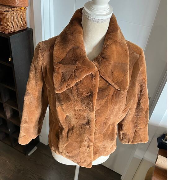 Dasco Filippidis Filippos Genuine Mink Brown Fur Cropped 3/4 sleeve Coat Sz 42 - Picture 13 of 15